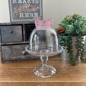 New Pink Bow Glass Cupcake Stand